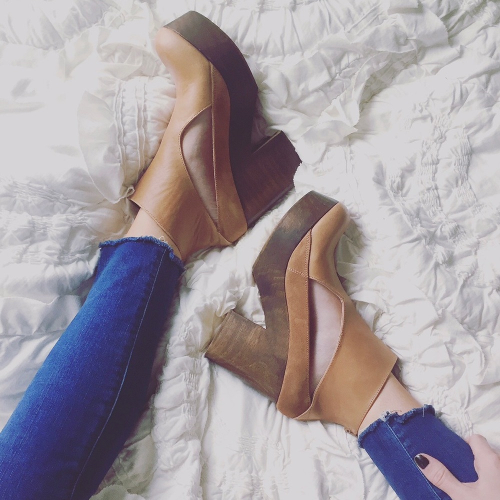 Free People Horizon Wood and Leather Clog